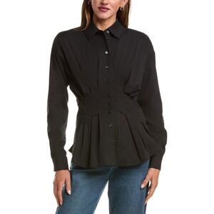 Luxe Always Womens  Pleated Shirt, Black